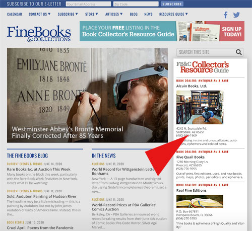See the Collector's Resource classifieds on every page of the website