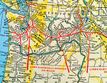 Map showing newly-electrified track, from a 1954 brochure.